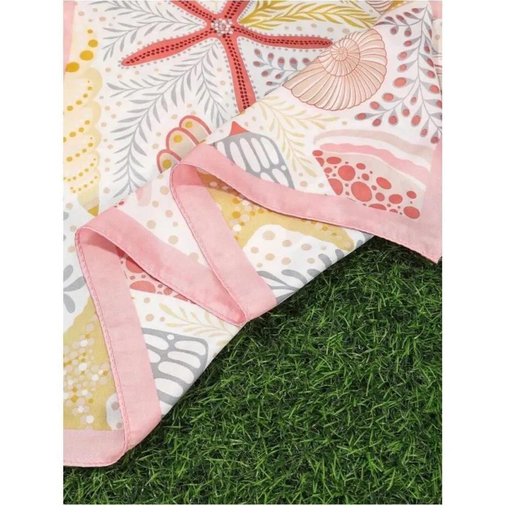 Pink seashell Print Scarf A1885